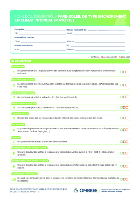 FICHE D’AUTOCONTRÔLE PARE-SOLEIL DE TYPE ENCADREMENT – MAYOTTE