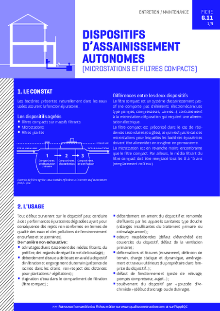 Dispositifs d’assainissement autonomes – Microstations et filtres compacts
