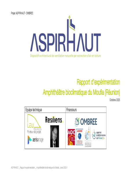 ASPIRHAUT – Rapport d’expérimentation – Amphithéâtre biolimatique du Moufia (La Réunion)