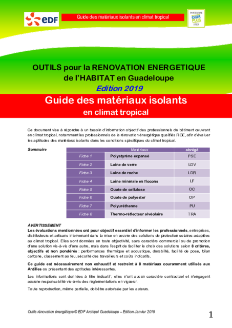 Guide des matériaux isolants en climat tropical