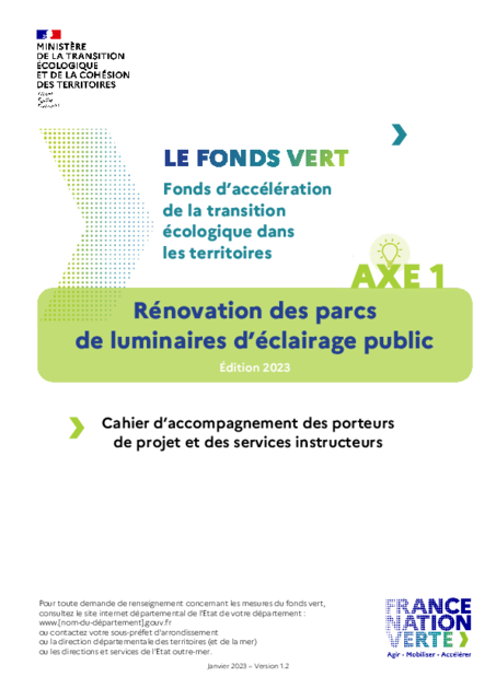 FONDS VERT – Rénovation des parcs de luminaires d’éclairage public