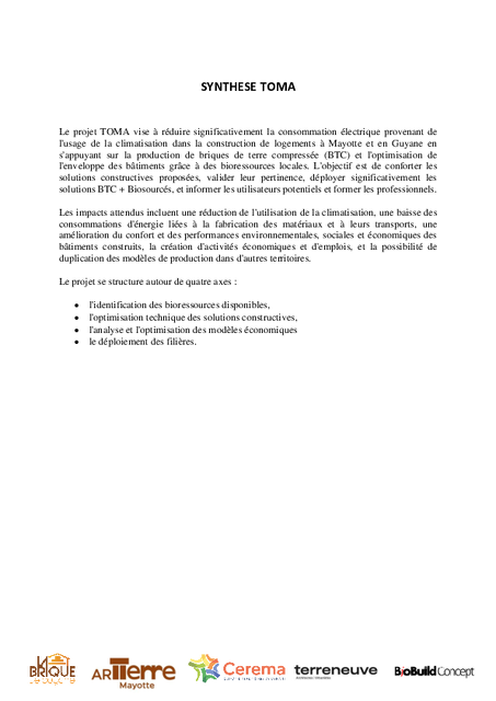 Projet TOMA – Synthèse