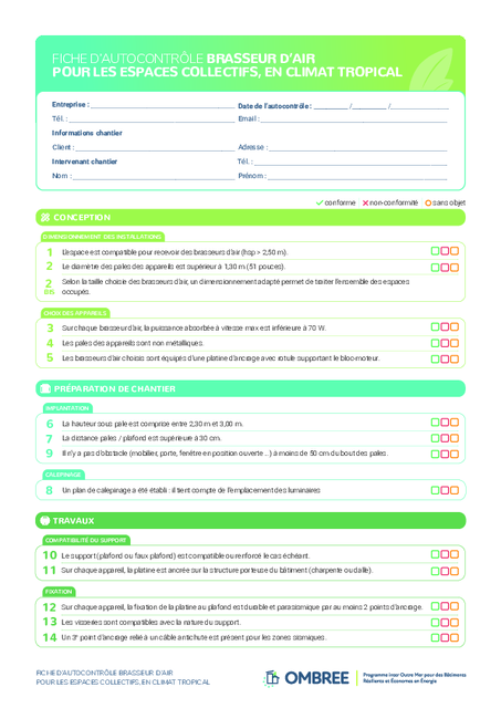 FICHE AUTOCONTRÔLE BRASSEUR D’AIR ESPACES COLLECTIFS ANTILLES