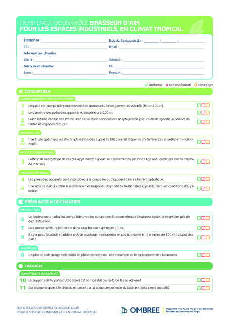 FICHE AUTOCONTRÔLE BRASSEUR D’AIR ESPACES INDUSTRIELS ANTILLES