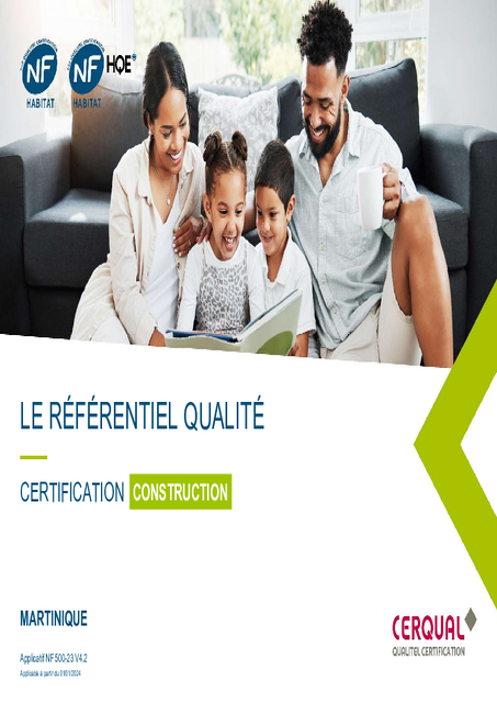 Le référentiel qualité – Certification Construction