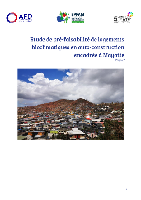 Etude de pré-faisabilité de logements bioclimatiques en auto-construction encadrée à Mayotte