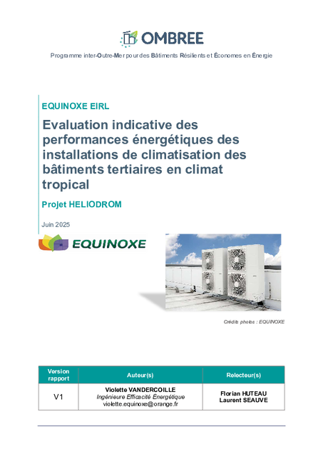 Evaluation indicative des performances énergétiques des installations de climatisation des bâtiments tertiaires en climat tropical