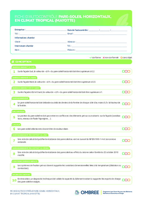 FICHE D’AUTOCONTRÔLE PARE-SOLEIL HORIZONTAUX – MAYOTTE